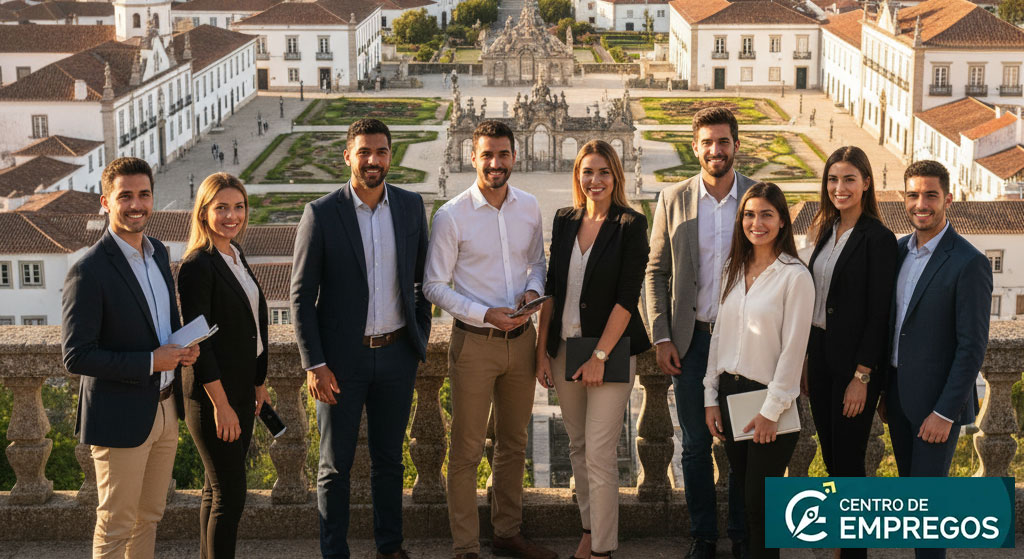 Paisagem da Beira Baixa com o castelo de Monsanto ao fundo, a representar as oportunidades de carreira no distrito de Castelo Branco.