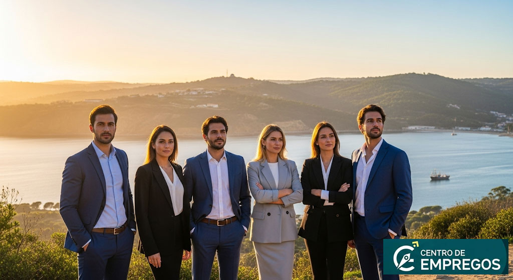 Vista da Serra da Arrábida sobre o mar, a simbolizar o potencial de crescimento e as oportunidades de carreira no distrito de Setúbal.